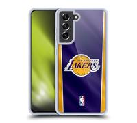 Head Case Designs sous Licence Officielle NBA Bannière Verticale Los Angeles Lakers Coque en Gel [Protection de Qualité Militaire] Compatible avec Samsung Galaxy S21 FE 5G Et Compatible avec MagSafe