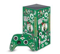 Head Case Designs sous Licence Officielle NBA Collage Autocollants Boston Celtics Vinyle Autocollant De Jeu Peau Autocollant Couverture Compatible avec Xbox Series X