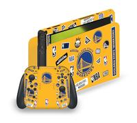 Head Case Designs sous Licence Officielle NBA Collage Autocollants Golden State Warriors Vinyle Autocollant De Jeu Peau Autocollant Couverture Compatible avec Nintendo Switch OLED Bundle