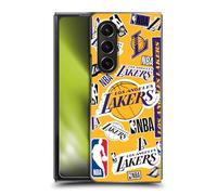 Head Case Designs sous Licence Officielle NBA Collage Autocollants Los Angeles Lakers Coque Dure pour l'arrière Compatible avec Samsung Galaxy Z Fold5