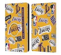 Head Case Designs sous Licence Officielle NBA Collage Autocollants Los Angeles Lakers Étui Portefeuille en Cuir Compatible avec Amazon Fire 7 2022