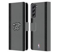 Head Case Designs sous Licence Officielle NBA Design Gris Brooklyn Nets Logo Étui Portefeuille en Cuir Compatible avec Samsung Galaxy S21 FE 5G