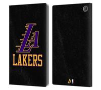Head Case Designs sous Licence Officielle NBA Design Noir Et Violet Los Angeles Lakers Logo Étui Portefeuille en Cuir Compatible avec Amazon Fire Max 11 2023