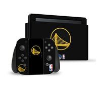 Head Case Designs sous Licence Officielle NBA Design Noir Golden State Warriors Logo Vinyle Autocollant De Jeu Peau Compatible avec Nintendo Switch Console & Dock & Joy-Con Controller Bundle