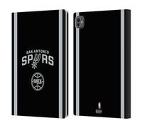 Head Case Designs sous Licence Officielle NBA Design Noir San Antonio Spurs Logo Étui Portefeuille en Cuir Compatible avec Apple iPad Pro 11 M4/M5 2024/2025