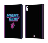 Head Case Designs sous Licence Officielle NBA Design Nuits Vice Noir Miami Heat Logo Étui Portefeuille en Cuir Compatible avec Apple iPad Air 11 2020/2022/2024/2025