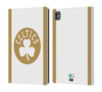 Head Case Designs sous Licence Officielle NBA Design Or Blanc Boston Celtics Logo Étui Portefeuille en Cuir Compatible avec Apple iPad Pro 11 M4/M5 2024/2025