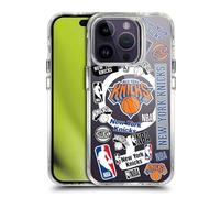Head Case Designs sous Licence Officielle NBA Impression de Collage d'Autocollants New York Knicks Étui Antichoc [Qualité Militaire] Compatible avec iPhone 14 Pro et Compatible avec MagSafe
