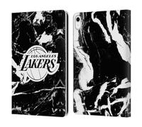 Head Case Designs sous Licence Officielle NBA Marbre Noir Los Angeles Lakers Étui Portefeuille en Cuir Compatible avec Apple iPad 10.9 2022/2025