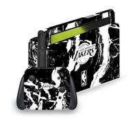Head Case Designs sous Licence Officielle NBA Marbre Noir Los Angeles Lakers Vinyle Autocollant De Jeu Peau Autocollant Couverture Compatible avec Nintendo Switch OLED Bundle