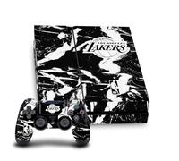 Head Case Designs Sous Licence Officielle NBA Marbre Noir Los Angeles Lakers Vinyle Autocollant De Jeu Peau Autocollant Compatible avec Sony PlayStation 4 PS4 Console and DualShock 4 Controller Bundle