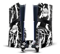 Head Case Designs sous Licence Officielle NBA Marbre Noir Los Angeles Lakers Vinyle Autocollant De Jeu Peau Compatible avec Sony PlayStation 5 PS5 Pro Disc Edition Console & DualSense Controller