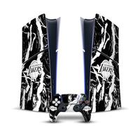 Head Case Designs sous Licence Officielle NBA Marbre Noir Los Angeles Lakers Vinyle Autocollant De Jeu Peau Compatible avec Sony PlayStation 5 PS5 Slim Digital Edition Console & DualSense Controller
