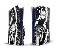 Head Case Designs sous Licence Officielle NBA Marbre Noir Los Angeles Lakers Vinyle Autocollant De Jeu Peau Autocollant Couverture Compatible avec Sony PlayStation 5 PS5 Slim Disc Edition Console