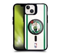 Head Case Designs sous Licence Officielle NBA Noir Vert Design Texte Boston Celtics Logo Coque Pare-Chocs Noire Antichoc [Niveau Militaire] Compatible avec iPhone 14 Plus et Compatible avec MagSafe