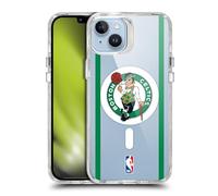 Head Case Designs sous Licence Officielle NBA Noir Vert Design Texte Boston Celtics Logo Étui Antichoc [Protection de Qualité Militaire] Compatible avec iPhone 14 Plus et Compatible avec MagSafe