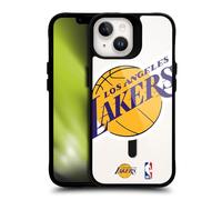 Head Case Designs sous Licence Officielle NBA Oversized Text Los Angeles Lakers Logo Coque Pare-Chocs Noire Antichoc [Niveau Militaire] Compatible avec Apple iPhone 14 et Compatible avec MagSafe