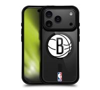 Head Case Designs sous Licence Officielle NBA Primaire Brooklyn Nets Logo Coque Pare-Chocs Noire Antichoc [Niveau Militaire] Compatible avec Apple iPhone 17 Pro et Compatible avec MagSafe
