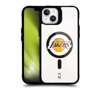 Head Case Designs sous Licence Officielle NBA Primaire Los Angeles Lakers Logo Coque Pare-Chocs Noire Antichoc [Niveau Militaire] Compatible avec iPhone 14 Plus et Compatible avec MagSafe