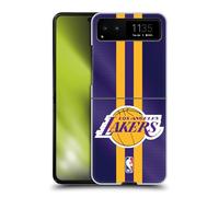Head Case Designs sous Licence Officielle NBA Rayures Los Angeles Lakers Coque Dure pour l'arrière Compatible avec Motorola Razr 40 / Razr 2023