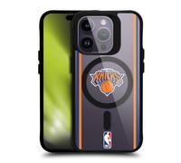 Head Case Designs sous Licence Officielle NBA Texte Design Blanc New York Knicks Logo Coque Pare-Chocs Noire Antichoc [Niveau Militaire] Compatible avec iPhone 14 Pro et Compatible avec MagSafe