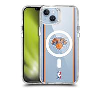 Head Case Designs sous Licence Officielle NBA Texte Design Blanc New York Knicks Logo Étui Antichoc [Protection de Qualité Militaire] Compatible avec iPhone 14 Plus et Compatible avec MagSafe