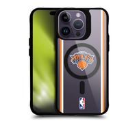 Head Case Designs sous Licence Officielle NBA Texte Design Bleu New York Knicks Logo Coque Pare-Chocs Noire Antichoc [Niveau Militaire] Compatible avec iPhone 14 Pro Max et Compatible avec MagSafe