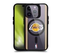 Head Case Designs sous Licence Officielle NBA Texte Design Or Los Angeles Lakers Logo Coque Pare-Chocs Noire Antichoc [Niveau Militaire] Compatible avec iPhone 14 Pro et Compatible avec MagSafe
