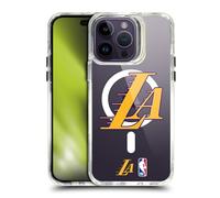 Head Case Designs sous Licence Officielle NBA Texte Violet Jaune Los Angeles Lakers Logo Étui Antichoc [Protection de Qualité Militaire] Compatible avec iPhone 14 Pro Max et Compatible avec MagSafe