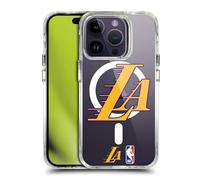 Head Case Designs sous Licence Officielle NBA Texte Violet Jaune Los Angeles Lakers Logo Étui Antichoc [Protection de Qualité Militaire] Compatible avec iPhone 14 Pro et Compatible avec MagSafe