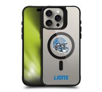 Head Case Designs sous Licence Officielle NFL Logotype De Casque Detroit Lions Black Shockproof Bumper Case [Military Grade] Compatible with Apple iPhone 15 Pro Max and Compatible with MagSafe