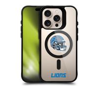 Head Case Designs sous Licence Officielle NFL Logotype De Casque Detroit Lions Black Shockproof Bumper Case [Military Grade Protection] Compatible with Apple iPhone 16 Pro and Compatible with MagSafe