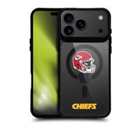 Head Case Designs sous Licence Officielle NFL Logotype De Casque Kansas City Chiefs Black Shockproof Bumper Case [Military Grade] Compatible with Apple iPhone 17 Pro Max and Compatible with MagSafe