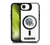 Head Case Designs sous Licence Officielle NFL Logotype De Casque Las Vegas Raiders Black Shockproof Bumper Case [Military Grade] Compatible with Apple iPhone 16e and Compatible with MagSafe