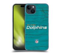 Head Case Designs sous Licence Officielle NFL Look Affligé Miami Dolphins Logo Coque Dure pour l'arrière Compatible avec Apple iPhone 15 Plus