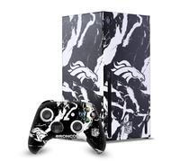 Head Case Designs Sous Licence Officielle NFL Marbre Denver Broncos Enveloppement De Console De Jeu Et Skins Pour Manette De Jeu Ensemble compatible avec Xbox Series X