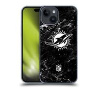 Head Case Designs sous Licence Officielle NFL Marbre Miami Dolphins Artwork Coque Dure pour l'arrière Compatible avec Apple iPhone 15