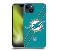 Head Case Designs sous Licence Officielle NFL Rayures Miami Dolphins Logo Coque Dure pour l'arrière Compatible avec Apple iPhone 15 Plus