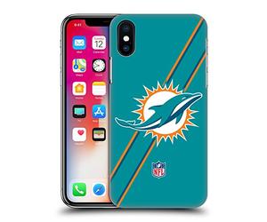 Head Case Designs sous Licence Officielle NFL Rayures Miami Dolphins Logo Coque Dure pour l'arrière Compatible avec Apple iPhone X/iPhone XS