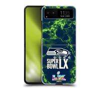 Head Case Designs sous Licence Officielle NFL Seahawks Marbre 2026 Super Bowl LX Coque Dure pour l'arrière Compatible avec Motorola Razr 40 / Razr 2023