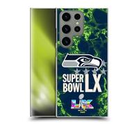 Head Case Designs sous Licence Officielle NFL Seahawks Marbre 2026 Super Bowl LX Coque Dure pour l'arrière Compatible avec Samsung Galaxy S23 Ultra 5G