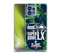 Head Case Designs sous Licence Officielle NFL Seahawks Marbre 2026 Super Bowl LX Coque en Gel [Protection de Qualité Militaire] Compatible avec Moto Edge 40 Pro/Plus 2023