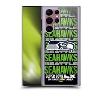 Head Case Designs sous Licence Officielle NFL Seahawks Noir 2026 Super Bowl LX Coque Dure pour l'arrière Compatible avec Samsung Galaxy S22 Ultra 5G