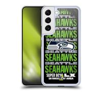 Head Case Designs sous Licence Officielle NFL Seahawks Noir 2026 Super Bowl LX Coque Dure pour l'arrière Compatible avec Samsung Galaxy S22 5G