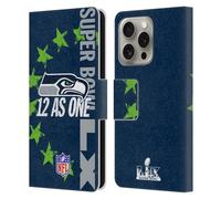 Head Case Designs sous Licence Officielle NFL Seahawks We are 12 2026 Super Bowl LX Étui Portefeuille en Cuir Compatible avec Apple iPhone 16 Pro