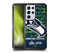 Head Case Designs sous Licence Officielle NFL Seattle Grand Format 2026 Super Bowl LX Champions Étui Antichoc Ultra-Blindé Compatible avec Samsung Galaxy S21 Ultra 5G
