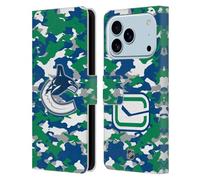 Head Case Designs sous Licence Officielle NHL Camouflage Vancouver Canucks Étui Portefeuille en Cuir Compatible avec Apple iPhone 17 Pro