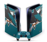 Head Case Designs sous Licence Officielle NHL Énorme San Jose Sharks Vinyle Plaque Frontale Autocollant De Jeu Peau Compatible avec Sony PlayStation 5 PS5 Disc Edition Console & DualSense Controller