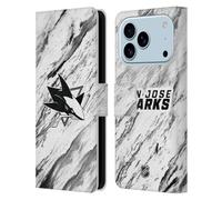 Head Case Designs sous Licence Officielle NHL Marbre San Jose Sharks Étui Portefeuille en Cuir Compatible avec Apple iPhone 17 Pro