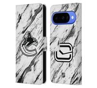 Head Case Designs sous Licence Officielle NHL Marbre Vancouver Canucks Étui Portefeuille en Cuir Compatible avec Google Pixel 10